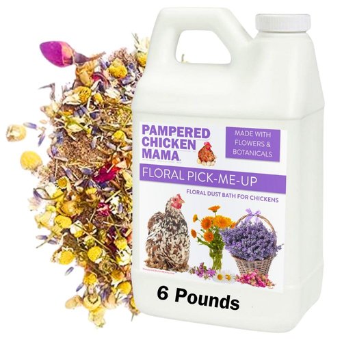 Pampered Chicken Mama Floral Dust Bath with Non-GMO Herbs: All Natural Poultry Supplies for Hens Who Love Bathing in Chicken Coops - Pick Me Up Floral Dust Bath (20 pounds)