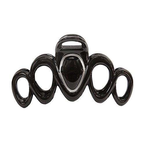 Caravan French Pointed Open Hair Claw in Black and Hand Painted with Silver