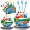 96 Pcs Ofishally One Birthday Party Paper Plate and Napkins Gone Fishing 1st Party Party Decorations Little Fisherman Tableware Set Disposable The Big One Birthday Supplies for Party Favors 24 Guests
