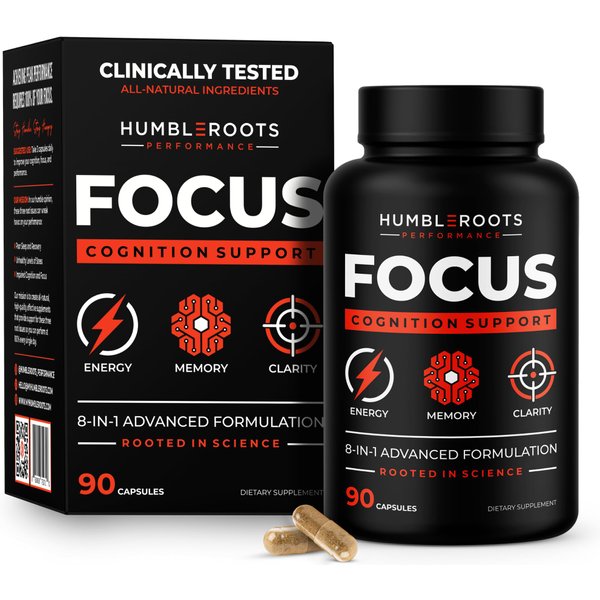8-IN-1 All-Natural Nootropic Supplement for Energy, Focus, & Memory Support | Organic Lion's Mane & Rhodiola | Cognizin Citicoline & CognatiQ | Caffeine & L-Theanine | Huperzine-A & Vitamin B12