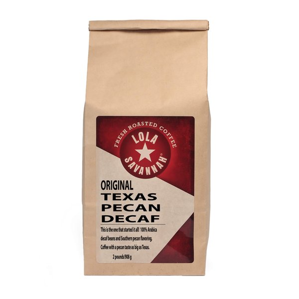 Lola Savannah Texas Pecan Whole Bean Decaf Coffee, 2lb, 1 Pack