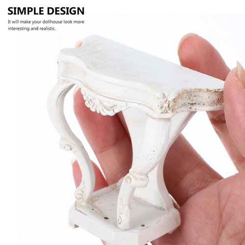 Vaguelly Miniature Side Table Dollhouse End Table Tiny Bedside Table Mini House Resin Coffee Table Play House Furniture Models for Kids Pretend Play Toy Dollhouse Decor