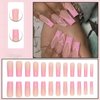 RUOKEXIN Valentines Press on Nails Long Coffin Fake Fingernails with Nails Glue Pink Heart Acrylic False Nails with Glitter Designs French Glossy Artificial Nail Press ons Stick on Nails for Women