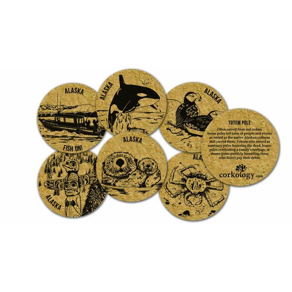 Corkology Alaska Whale Cork Coaster Set