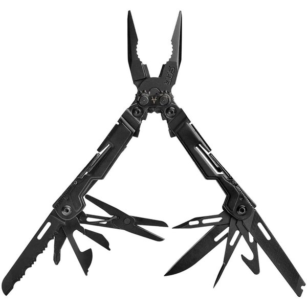 SOG PowerPint Mini Compact Stainless Steel Multi-Tool, 18 Lightweight Specialty Tools & SOG Multitool Pliers Pocket Knife, Black