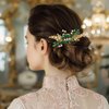 Kisshine Leaf Bride Wedding Hair Comb Gold Rhinestone Headpiece Bridal Crystal Hair Accessories for Women and Girls