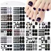 JERCLITY 440 Pieces 20 Sheets Black Color Toe Nail Polish Strips Toenail Full Wraps Self-Adhesive Full Nail Stickers Nail Art Decals Strips with Nail File for Women Girls Kids Nail Art