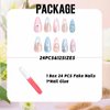 IMSOHOT Press on Nails Medium Almond Fake Nails Pink Blue Cute Glue on Nails with 3D Seashell Wave Texture Designs Full Cover Y2K Glossy Acrylic French False Nails Tips for Women and Girls 24Pcs