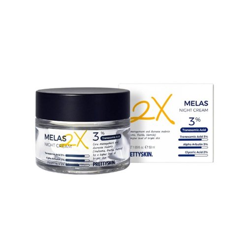 PS.PRETTYSKIN MELAS 2X Nutrition-Rich Night Cream for Face Tone up 1.69 fl oz. (Night Cream)