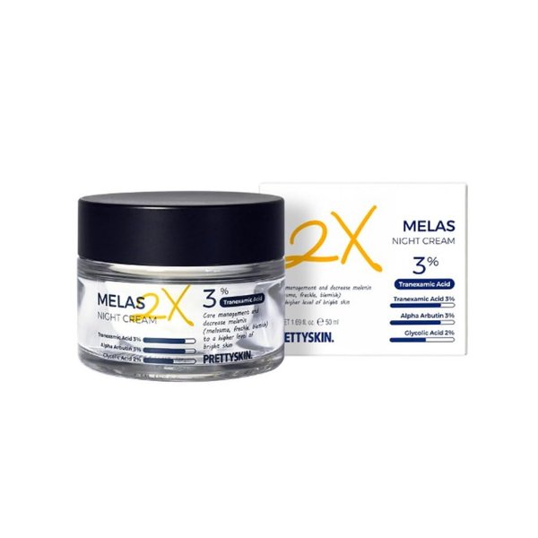 PS.PRETTYSKIN MELAS 2X Nutrition-Rich Night Cream for Face Tone up 1.69 fl oz. (Night Cream)