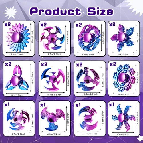 20 Pcs Cool Fidget Spinners for Kids Adults Boys Girls,Sensory Hand Fidget Pack,Stress Anxiety ADHD Relief Fidgets Toy,Party Favors,Birthday Gifts,Goodie Bag Stuffers,Classroom Prizes