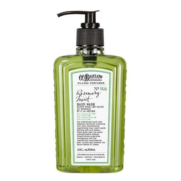 C.O. Bigelow Hand Wash Rosemary Mint, Village Perfumer Moisturizing Hand Soap for Bathroom & Kitchen with Aloe Vera and Pro-Vitamin B5, 10 fl oz