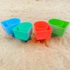 Home Queen Beach Cup Holder with Pocket, Multi-Functional Sand Cup Holder for Beverage Phone Sunglasses Key, Beach Accessory Drink Sand Coaster, Set of 4 (Blue, Teal, Orange and Green)