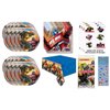 Transformers Birthday Party Supplies Bundle Pack Serves 16 includes 16 Plates, 16 Napkins, 1 Table Cover, 24 Tattoos, 1 Dinosaur Sticker Sheet