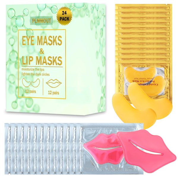 PLMMOUT 24 Pcs Lip Masks & Eye Masks
