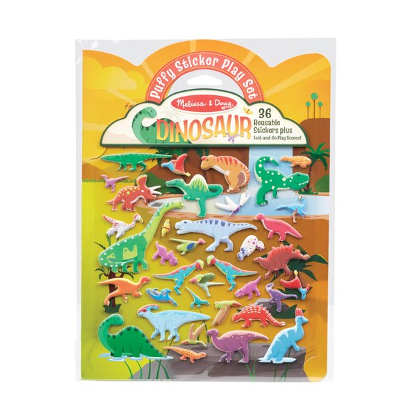 Melissa & Doug Dinosaur Puffy Sticker Play Set Travel Toy with Double-Sided Background, 36 Reusable Puffy Stickers - FSC Certified