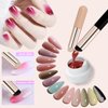Vnjaoi 2 Pcs Silicone Nail Brush Picking Dotting Gradient Pen Brush, Beveled Head Nail Ombre Brush, Acrylic Nail Painting Brush for French Nail Tip Design Manicure DIY Tools
