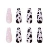 YoYoee Cute Press on Nails - Cows Coffin Long Flase Nails Tips Acrylic Full Cover Fake Nails for Women and Girls 24Pcs