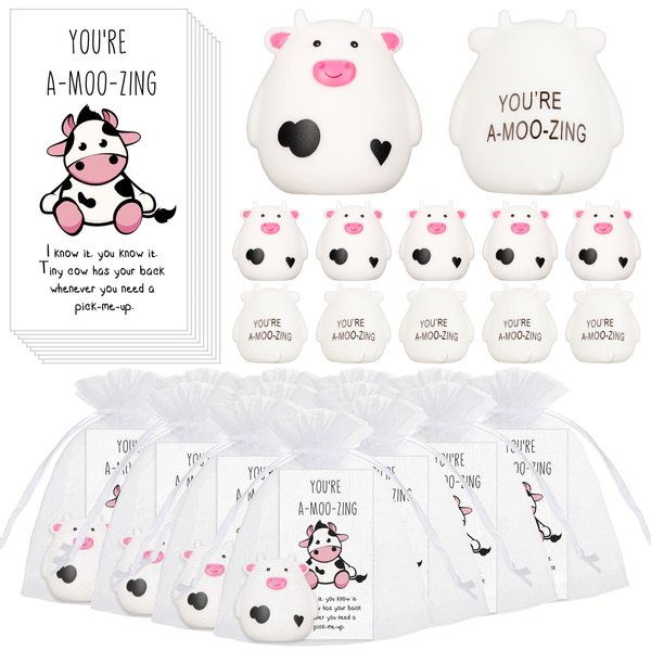 Cholemy 15 Sets Thank You Gifts Include Cow Bath Toy Inspirational You're A-Moo-Zing Cards with Bag Moo Moo Employee Appreciation Gift for Coworkers Farm Animal Cow Party Baby Shower Favors