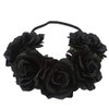 DNHCLL Rose Flower Crown Fake Flower Crowns Headbands For Women Girl Rose Floral Head Piece Hair Crown Pet Headband Flower Wreath (Black)