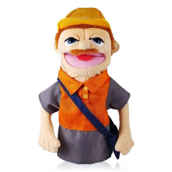 Role Play Hand Puppets Hand Plush Chef Doctor Fireman Pirate Detective Athlete Nurse Worker Hand Puppet Toys Puppets for Kids Storytelling Imaginative Pretend Play Teaching Preschool(Postman)