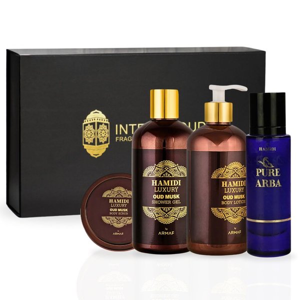 Hamidi 4PCS Luxury Oud Bath & Body Giftsets (16.9, Oud Musk Gift Set)