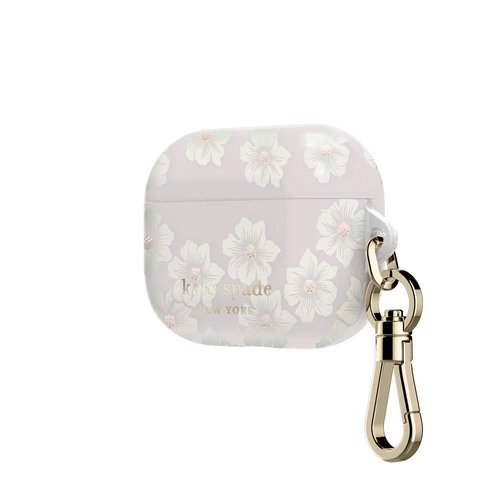 Kate Spade New York Airpods Pro Case - Hollyhock Cream/Blush/Translucent Blush/Glitter Flower Centers/Gold Logo/Premium Gold Hardware (KSAP-002-HHCCS)