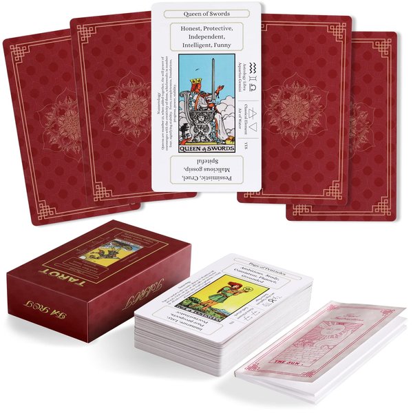 Erbacan Beginner Tarot Cards Deck-Tarot Cards with Meanings on Them-Tarot Deck with Guidebook(Free Soft Velvet Pouch Bag)