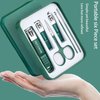 Dark Green Splash-Proof Stainless Steel Nail Clipper Set with 6-Piece Nail Clipper Set, Nail Clipper Repair Tool (Nano Glass File for Shining Nails, Dual Purpose Repair+Ear Spoon+Eyebrow Clipper+diag