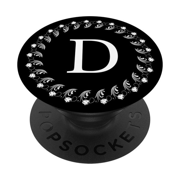 Phone Pop Up Holder,Cute Rose Flower Print White Letter D PopSockets Grip and Stand for Phones and Tablets