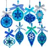 Winlyn 24 Sets Christmas Craft Kits Winter Crafts DIY Snowflake Baubles Ornaments Decorations Snowflake Foam Stickers Christmas Arts and Crafts for Kids Holiday Classroom Art Activities Party Favors