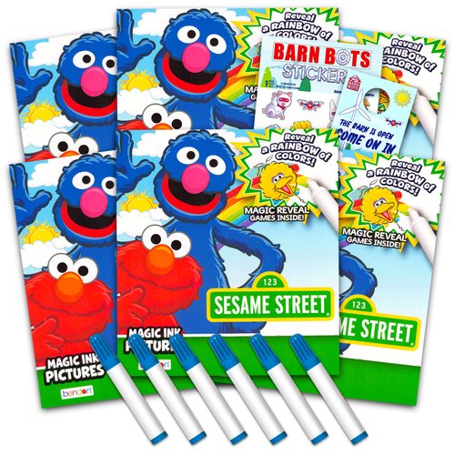 Sesame Street Imagine Ink Coloring Book Set for Girls Boys - 6 Pack No Mess Coloring Books with Stickers, More (Elmo Sesame Street Party Favors)