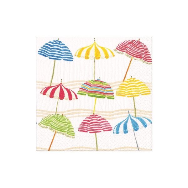 Caspari Beach Umbrellas Paper Cocktail Napkins, Two Packs of 20