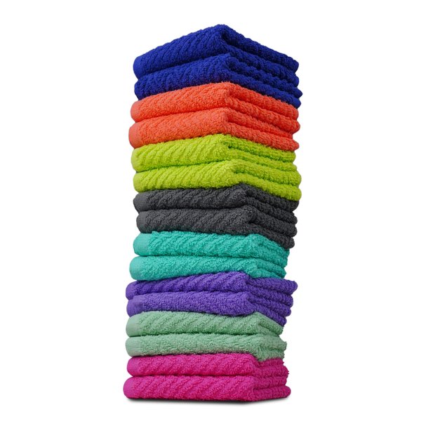 ZUPERIA Zigzag Wash Cloth -8 Pack -12" x 12"- Highly Absorbent Soft Washcloths for Face, Gym Towels, Hotel Spa Quality, Reusable Multipurpose Towels (Assorted)