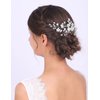 Jumwrit Wedding Hair Comb Rhinestone Teardrop Hair Comb Pearl Flower Hair Comb Bridal Headpiece for Wedding Brides Bridesmaids Hair Accessories(Silver)