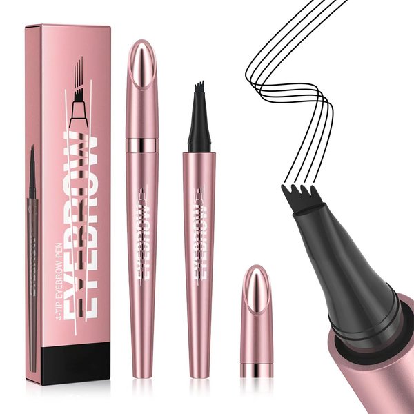 Eyebrow Pencil,3D Microblading Eyebrow Tattoo Pencil 4 Fork Tip,Eye Makeup Long-Lasting Waterproof & Smudge-proof Natural Eyebrow Hair Eyebrow Pencil (3#grey)
