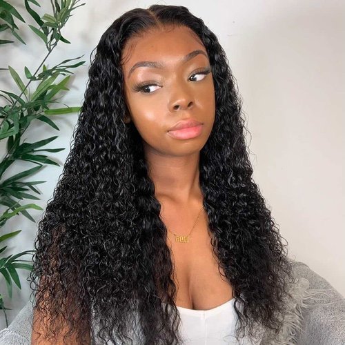 MY SHINY WIGS Human Hair 13x6x1.1 Lace Front Wigs Deep Curly Wigs Brazilian Virgin Human Hair Wigs for Black Women 150% Density Human Hair Pre Plucked with Baby Hair Natural Color 18 Inch