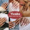 Yivaiks 24pcs glitter Press on Nails Medium Coffin Fake Nails with Glue on Nails for Women Luxurious 3D Crystal Gem Design Ballerina Pink Acrylic Nails Perfect Accessory for Banquets, Soirees, Parties(GD-002)