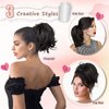 Alinyasha Claw Clip Messy Bun Hair Piece Short Ponytail Extension with 3 Bendable Metals Wires Synthetic Fake Hair Bun for Women DIY Full Easy Bun Ponytail(12H24/Chestnut Brown with Golden Highlights)