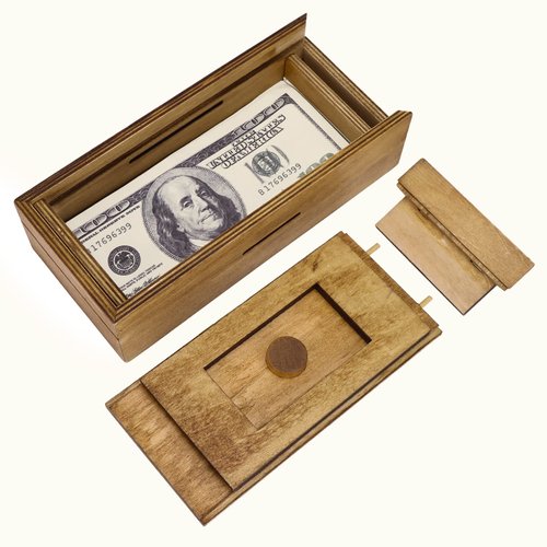 Wooden Cash Puzzle Box with Secret Compartments, Surprise Holder Money Puzzle Boxes Challenging Puzzle Brain Teasers for Adults