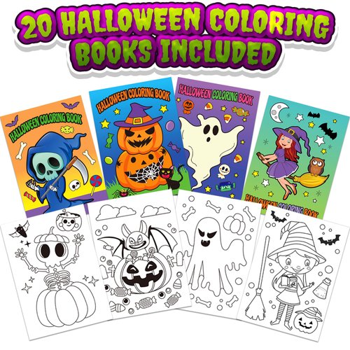 ArtCreativity Halloween Coloring Books Bulk for Kids - 20 Pack Mini Coloring Book - Halloween Non-Candy Treats - Boo Basket Stuffers Halloween Party Favors - Halloween Gifts for Kids