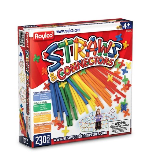 Roylco Straws and Connectors Building Kit - Pack of 230 - Assorted Colors