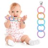 Ainiv Silicone Baby Teether Links, Cutie Baby Teething Toys with Pacifier Clip, Multi Use Baby Teether Rings, Food Grade Silicone Attachable Teether Chew for Newborn Infant Baby Gift, Color 4