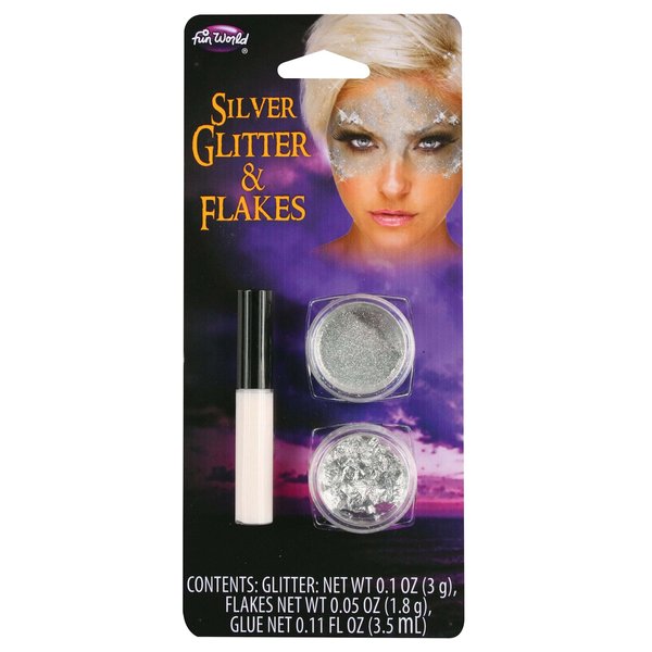 Fun World Silver Flakes and Glitter Makeup Kit Standard