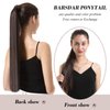 BARSDAR 26 inch Ponytail Extension, Long Straight Wrap Around Clip in Ponytail Hair Extensions Synthetic Ponytail Hair Pieces for Women Girls Daily Party Halloween- Dark Brown & Blonde Highlights