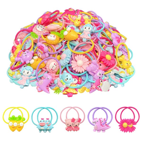 AMMY Hair Ties for Girls, 100 Pcs Toddler Hair Ties Girl Hair Accessories Colorful Hair Bands Ponytail Holders For Kids Toddler Girls Children