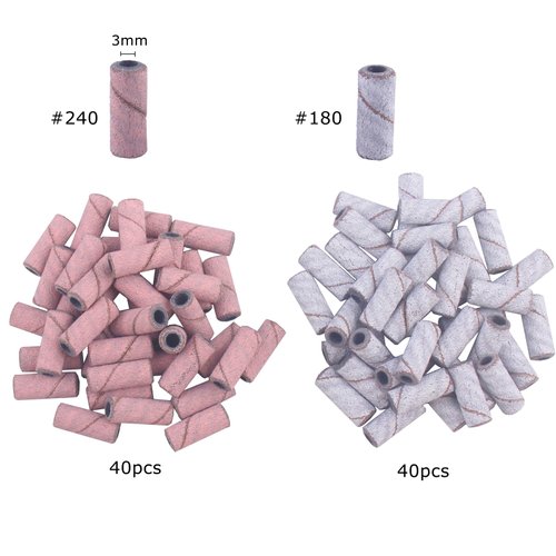 MZCMSL Small Sanding Bands 240 180 Grit for Nail Drill, 80pcs Nail Sanding Bands with 3mm Mandrel Bit for Acrylic Nails Cuticle Nail Prep(240#180#)