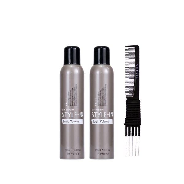 Inebrya Ice Cream Style In Logic Volume (10.81 oz) with Teasing Comb Pack of 2
