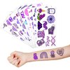 Cute Purple Temporary Tattoos Dark Purple Birthday Party Decorations Favors Supplies Violet Themed Cute Stickers 10 Sheets 112 PCS Gifts for Baby Girls Boys Decor Class School Carnival Christmas