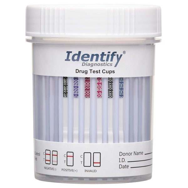 Identify Diagnostics 6 Panel Drug Test Cup - 5 Pack - CLIA Waived Instant Urine Drug Test Kit for AMP,BZO,COC,MOP/OPI,OXY,THC